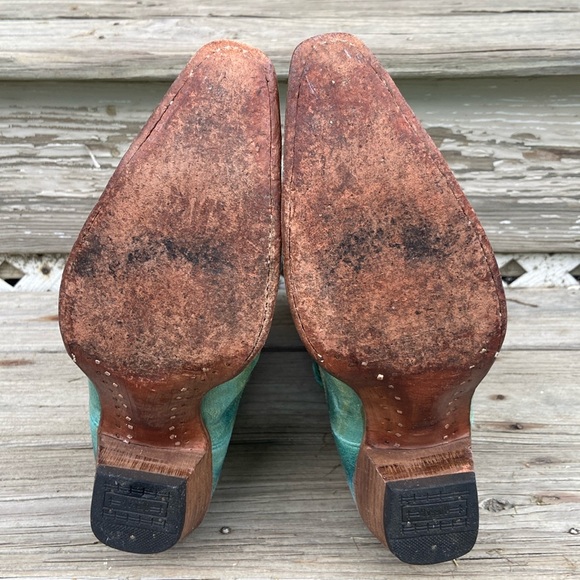 Corral Boots Turquoise Blue Leather Cortez Western Cowboy Boots Women's Size 10 - Picture 12 of 15